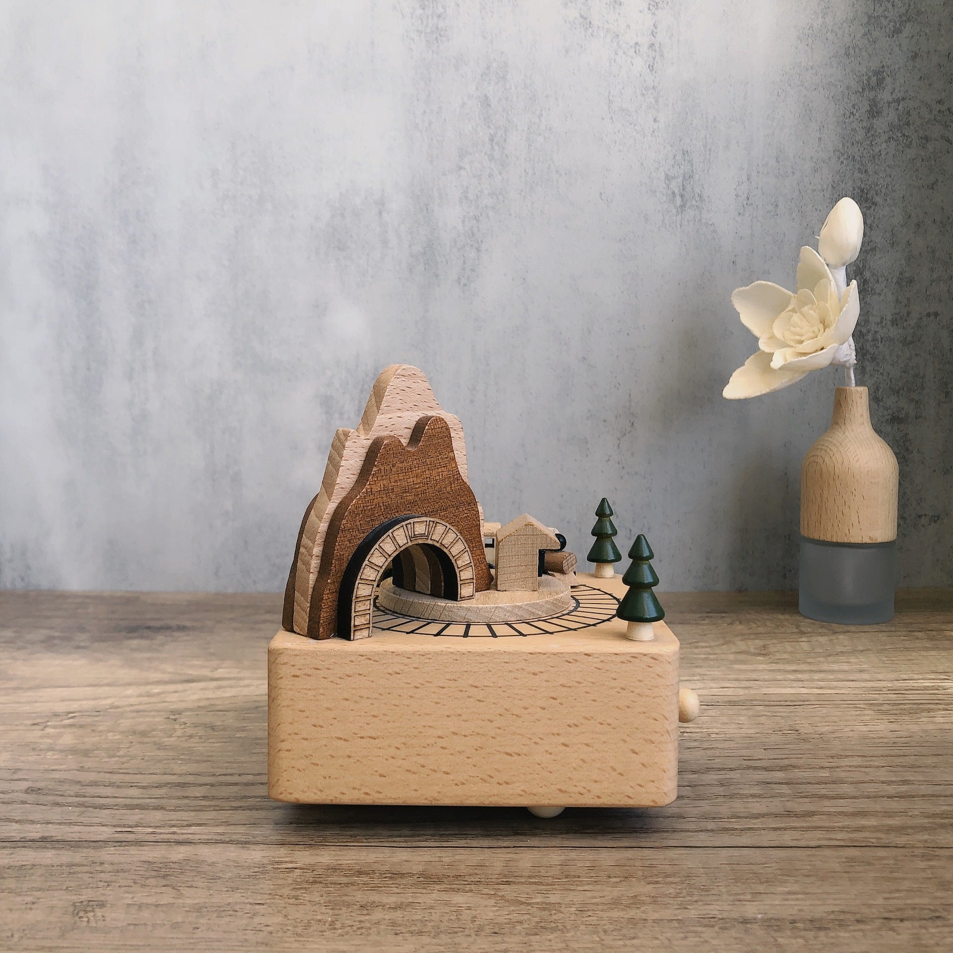 Cave train, wooden music box, handmade solid wood music box, home ornaments, creative gifts, souvenirs, gifts