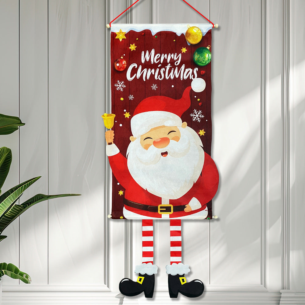 Cross-border classic plaid Christmas flag decoration couplet lantern elf family restaurant KTV shopping mall holiday decoration