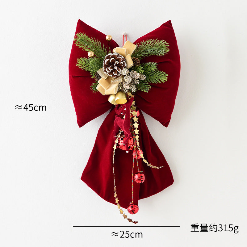Amazon Cross-border Christmas Korean Large Fleece Finished Product Three-Dimensional Christmas Bow Hotel Christmas Tree Decoration