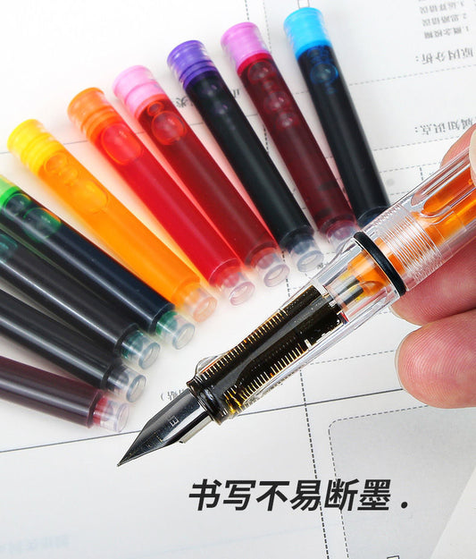 Colored fountain pen ink sac set for students to practice calligraphy ink gall. Caliber color ink transparent drawing pen