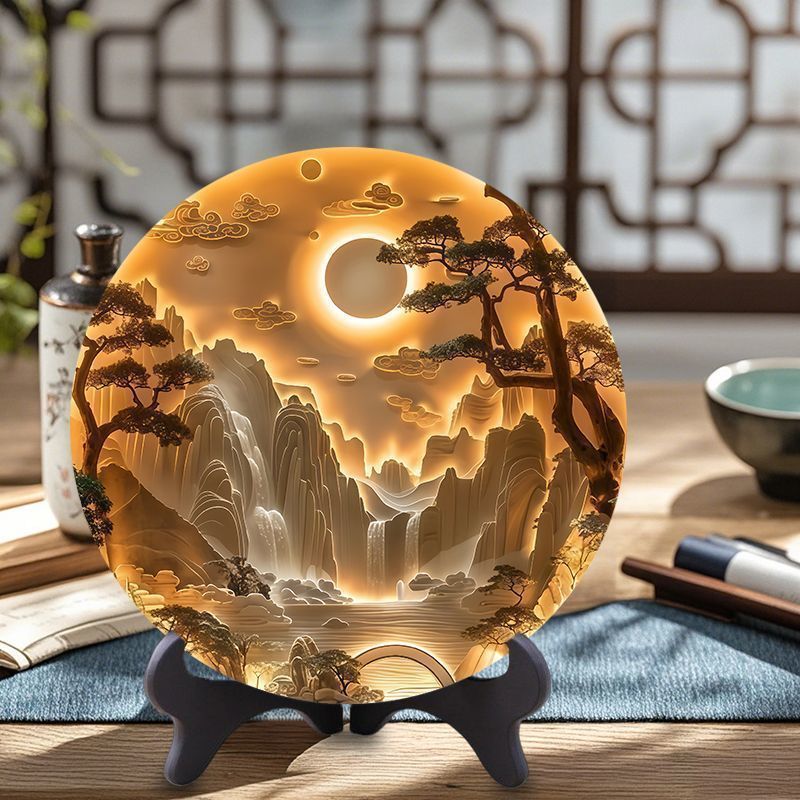 Antique imitation relief three-dimensional disc ornaments study tea room office desk exquisite table creative gifts for friends