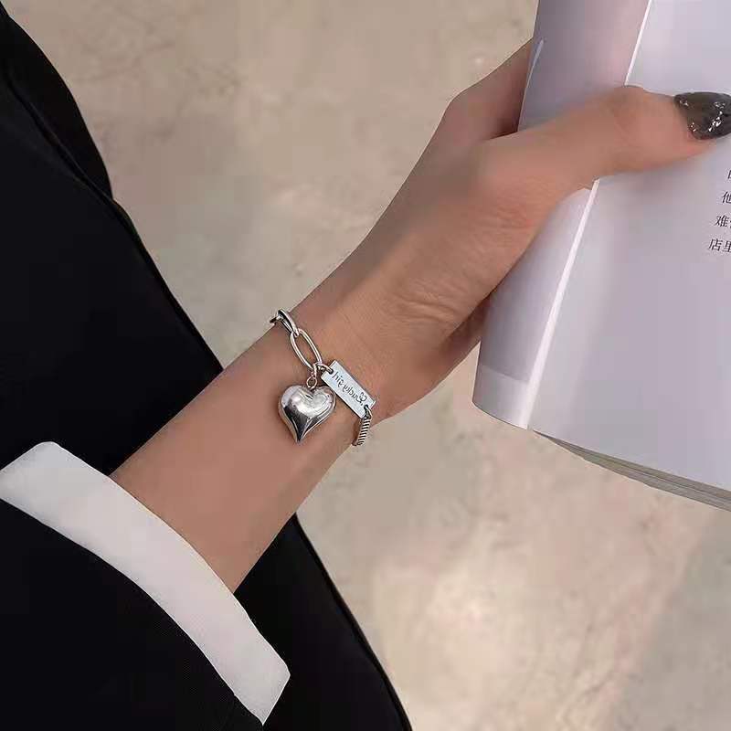 Fashion personality glossy love bracelet women's simple niche design rectangular brand letter anklet retro jewelry