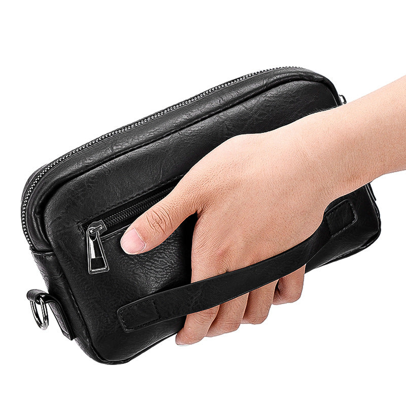 Men's clutch bag, clamp men's bag, business grip bag, large capacity casual crossbody bag, street trend shoulder bag