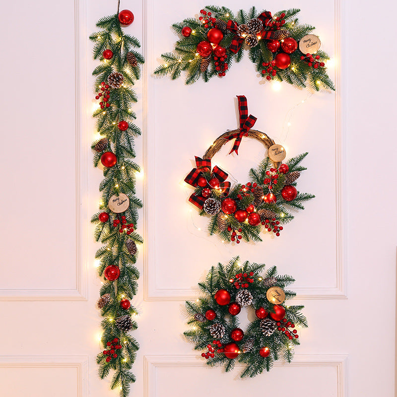 Cross-border Christmas decoration Christmas tree wreath rattan horn door hanging wall hanging hotel mall pendant wreath