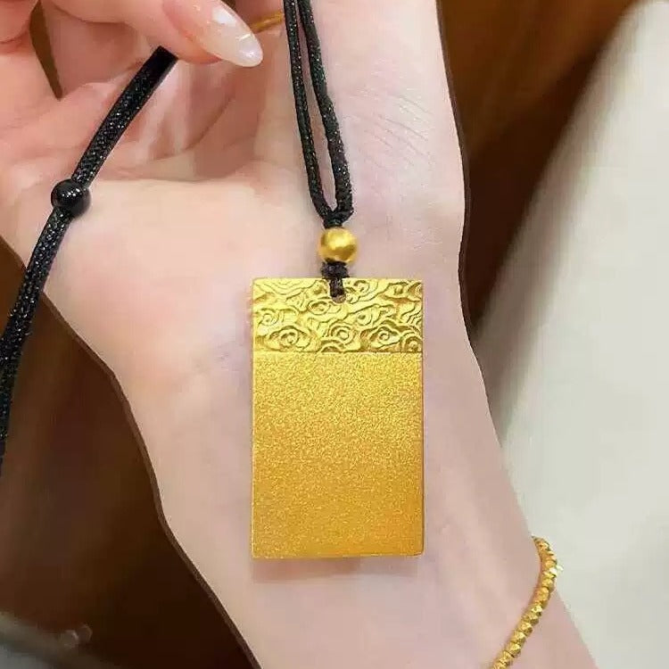 Sha Jin Men's and Women's Ping An Xiangyun Wushi Brand Pendant New Chinese Men's and Women's Sweater Chain Wushi Brand Necklace Pendant