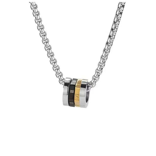 Cross-border men's titanium steel small waist necklace versatile Roman numeral rotatable pendant luxury jewelry sweater chain
