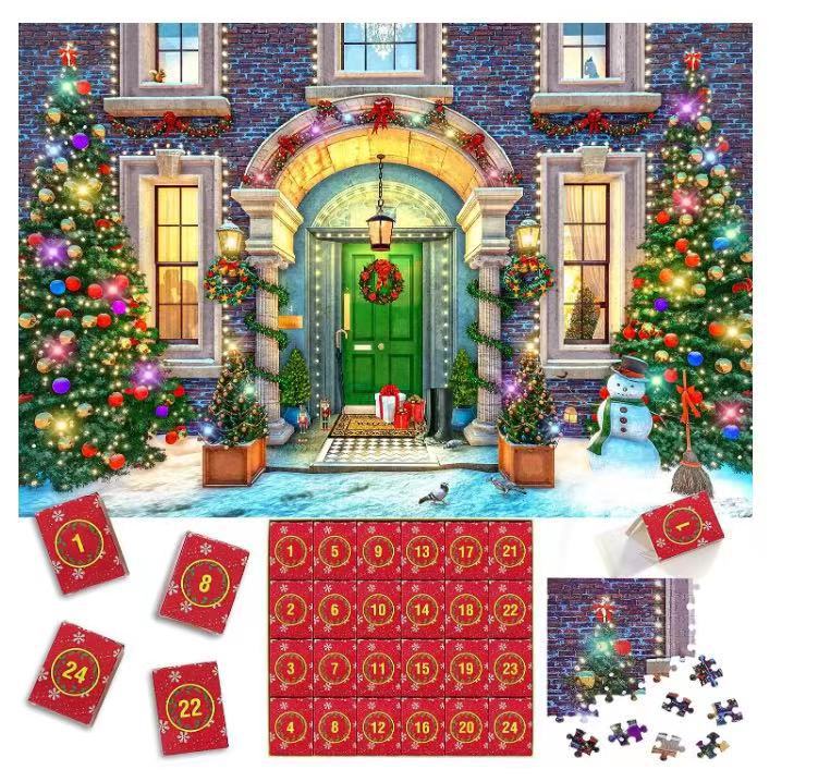 Cross-border new Christmas 24 countdown surprise building block gift set toy small Christmas building block blind box