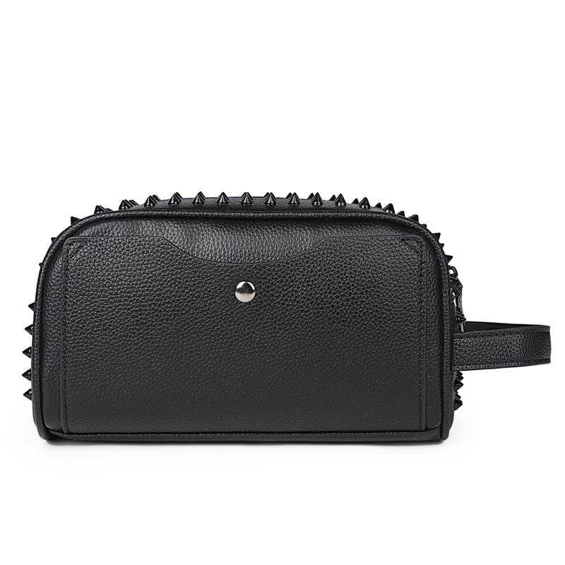 Fashion locomotive style rivet clutch bag men's high-end grab bag out toiletry bag men's bag Halloween gift