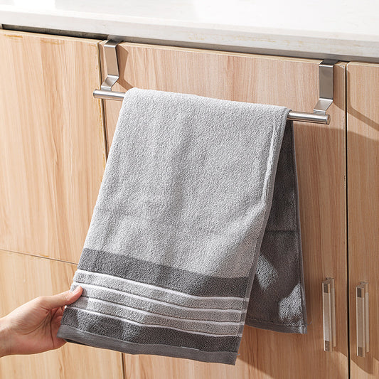 Non-perforated stainless steel towel rack household cabinet door hook rack bathroom single rod towel rack bath towel rack wholesale