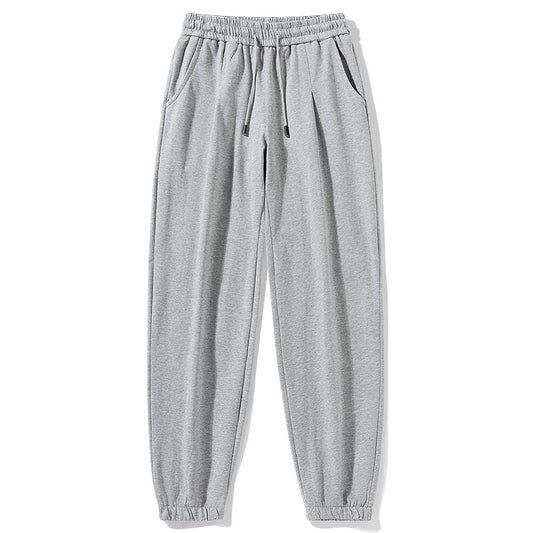 Ultra thin summer thin cotton casual long pants light gray loose straight leg sweatpants elastic waist men's sweatpants