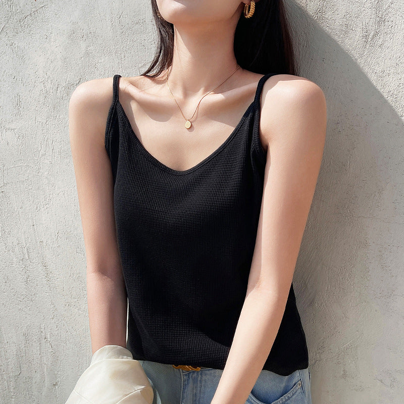 Waffle Gme Camisole Jacket Women's New Summer Suit Underwear Base Layer Shirt Loose Sleeveless Wear Outer Layer Top