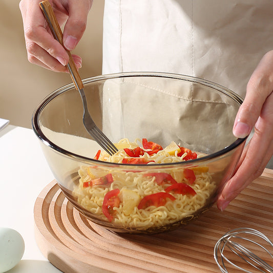 Home Use Clear & Basin Baking Stirring Egg Beating Glass Bowl Cooking Salad Bowl Student Dormitory Large Instant Noodle Bowl