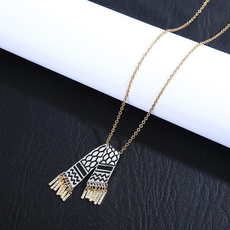 Cross-border hot selling stainless steel chain scarves drip glue men's necklaces European and American popular Middle Eastern jewelry national flag jewelry