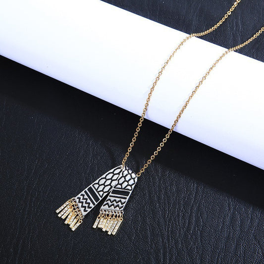 Cross-border hot selling stainless steel chain scarves drip glue men's necklaces European and American popular Middle Eastern jewelry national flag jewelry