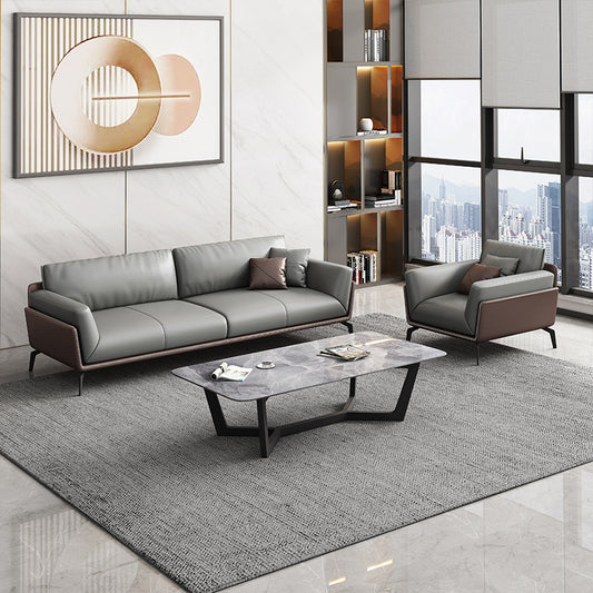 Business Commercial Office Sofa Coffee Table Combo Simple Living Room Office Reception Italian Leather Sofa Wholesale