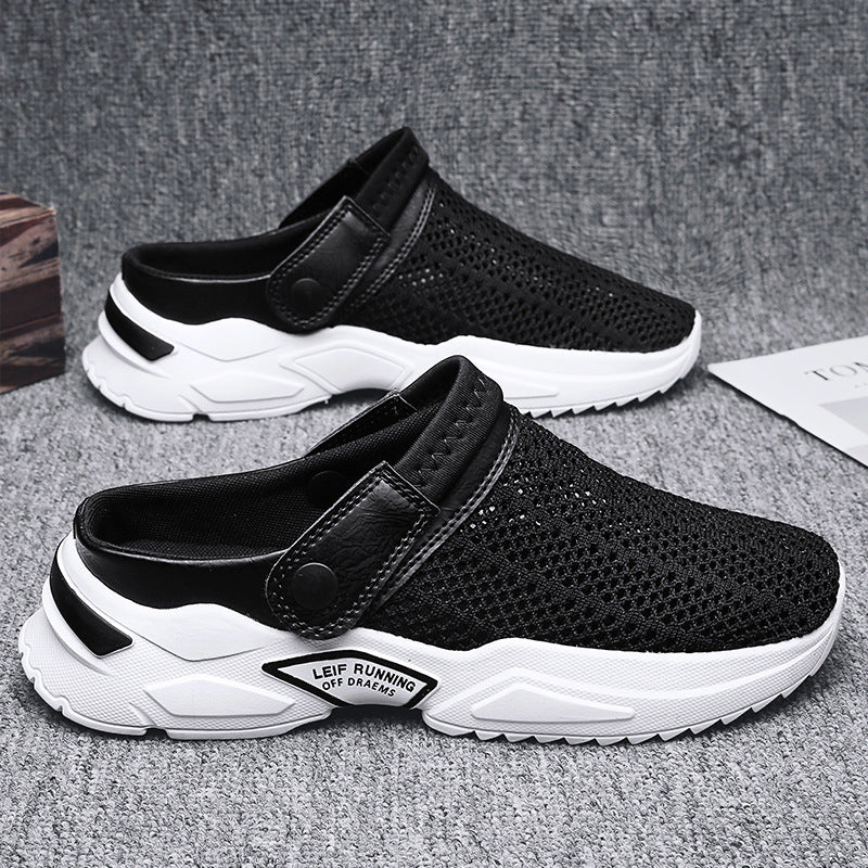 Cross-border men's shoes, breathable, ultra-lightweight, half-lift shoes, men's sandals, sports shoes, bag toe beach shoes, one-foot running shoes