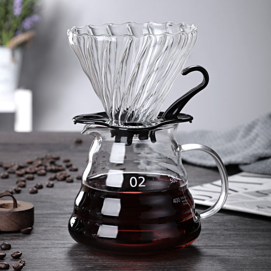 Factory wholesale pour-over glass coffee pot cloud pot filter cup filter sharing pot set can be printed with logo