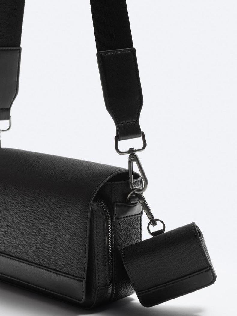 2025 Spring/Summer New Men's Bag Trendy Men's 2-in-1 Flip Crossbody Shoulder Bag Casual and Versatile Small Square Bag Men