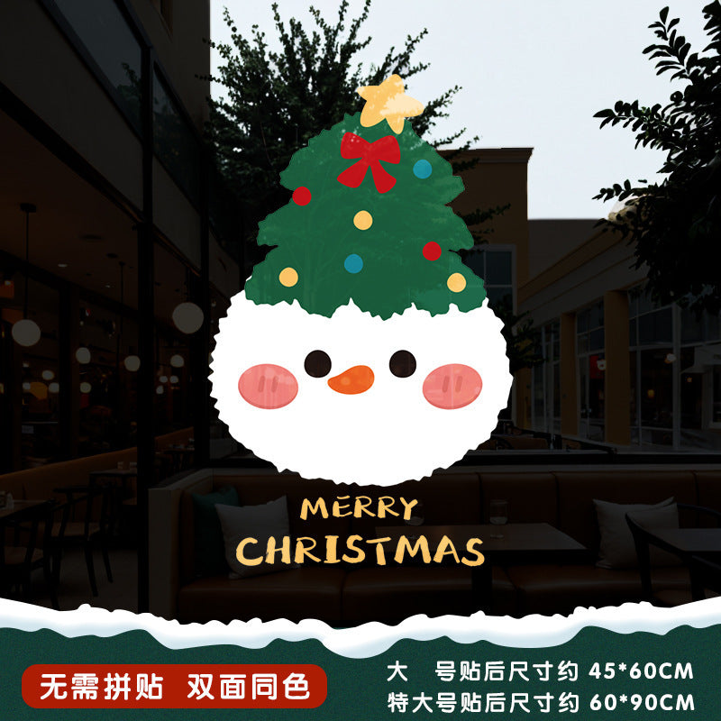 Christmas Santa Claus push door glass sticker electrostatic sticker shopping mall window scene layout decoration the whole window grille