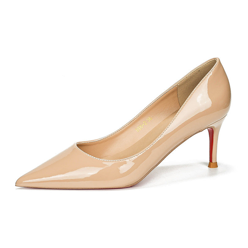 French red sole side hollow pointed high heels women's thin heels autumn and winter shallow sexy temperament, versatile light luxury and high-end sense