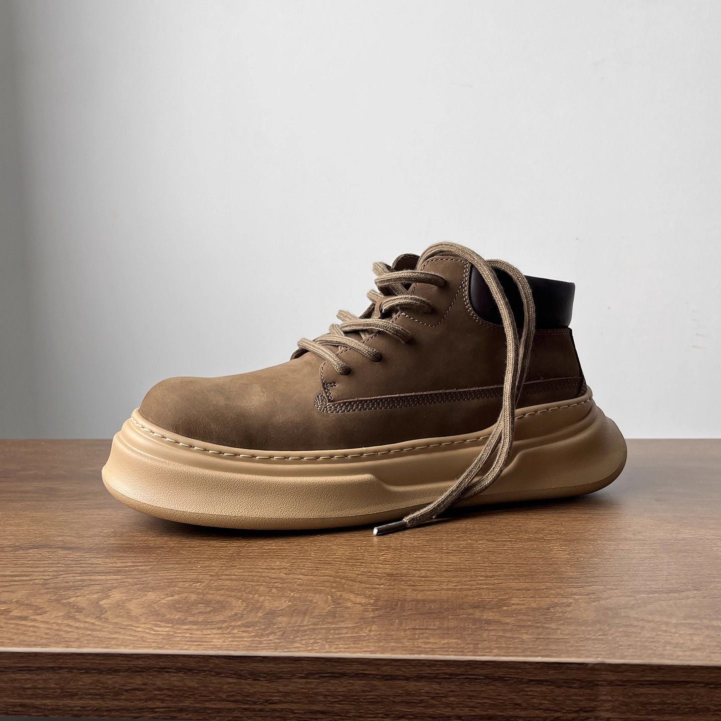 Board shoes men's design niche high-top men's shoes small soft leather fashion casual shoes thick-soled lightweight Japanese Martin boots