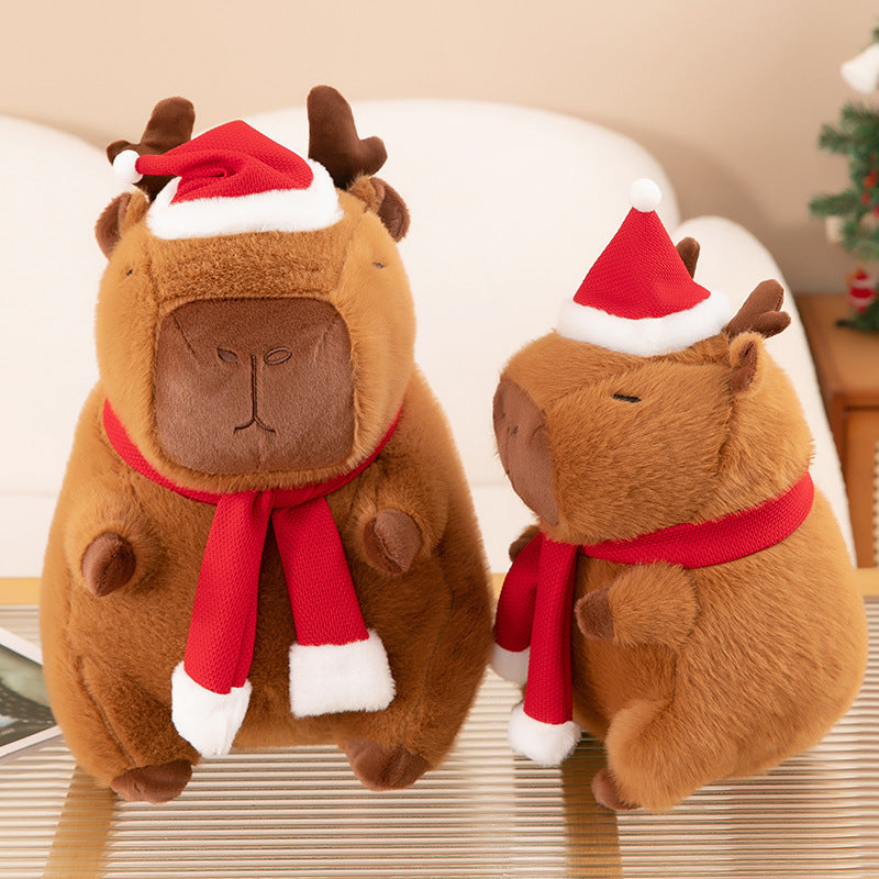 Christmas Capybara Creative Capybara Doll Capybara Doll Plush Toy Kids Throw Pillow Ornament Holiday Gift