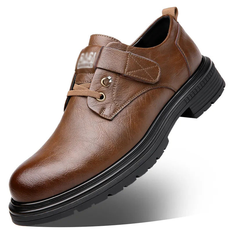Breathable British style leather shoes men's spring and autumn trend business soft soles casual shoes retro men's cargo shoes big toe shoes