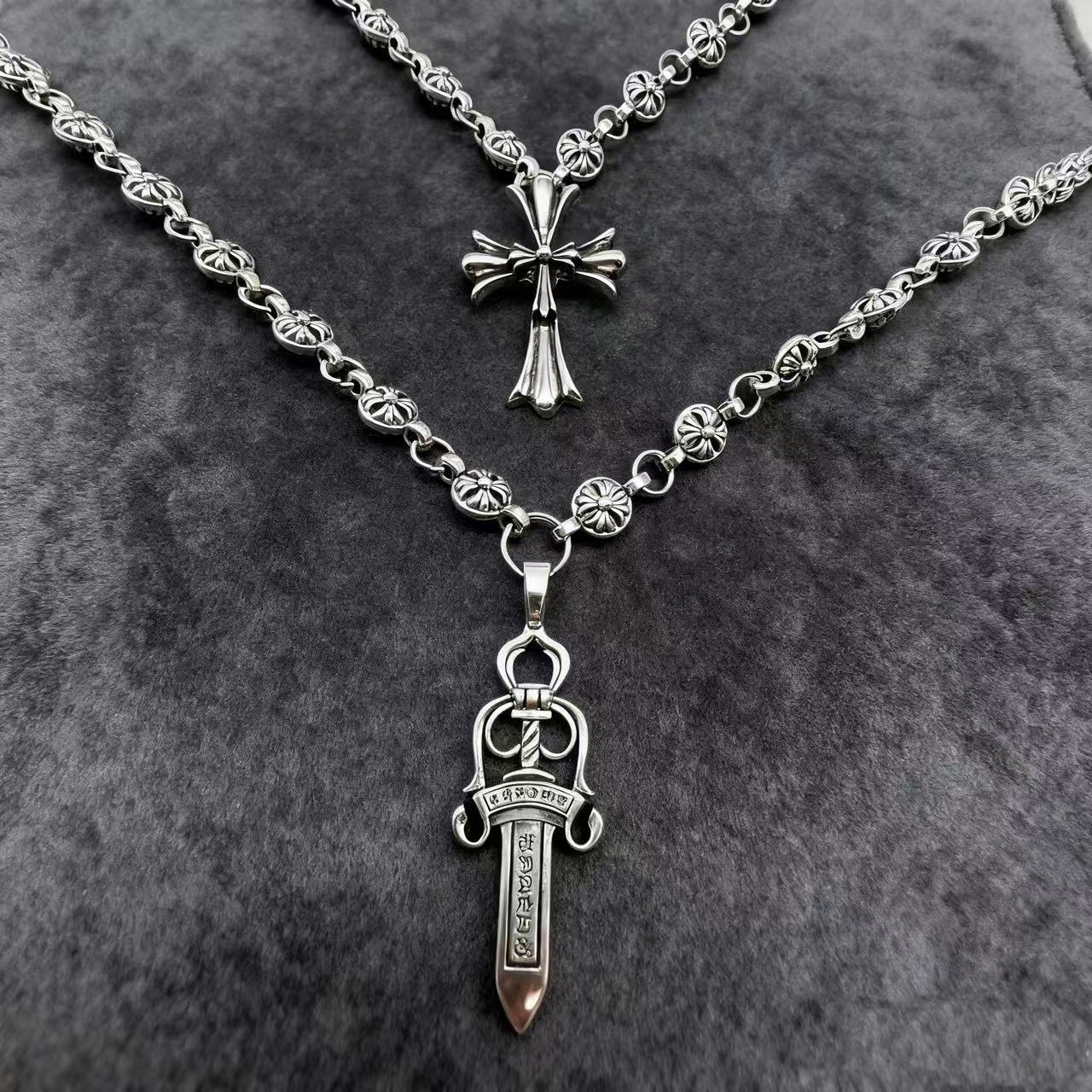 Cross-border hot sale hip hop trend cross sword pendant necklace men's jewelry trend accessories spot wholesale