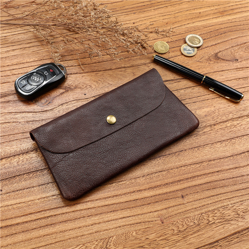 Men's long first layer cowhide wallet, ultra-thin leather wallet, large-capacity schoolgirl wallet, simple mobile phone bag tide
