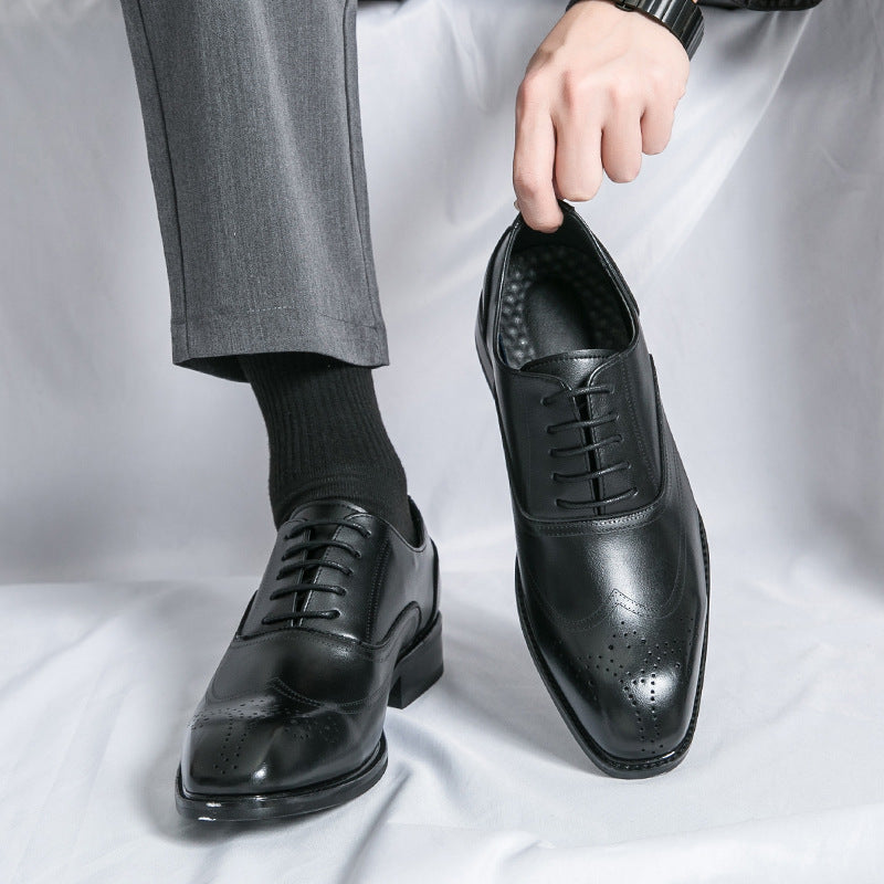 Factory direct sales brogue leather shoes men's carved british style korean version wedding groom shoes hairstylist tassel men's shoes