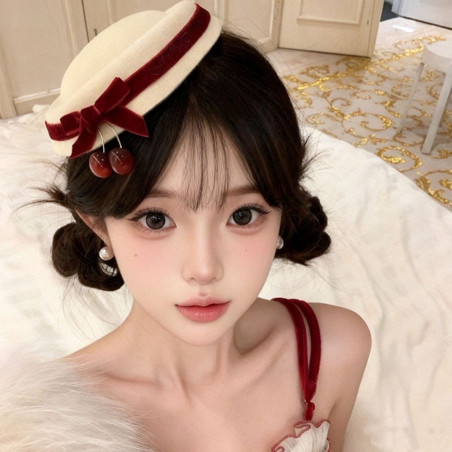 Christmas vibe, bow, cherry, top hat, Santa hat, hair accessories, tiaras, hairpins, haircards, ornaments, dress up