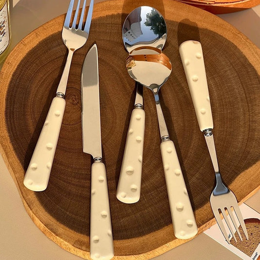 ins cheese spoon fork cute high-value stainless steel knife fork spoon set home high-end Western food tableware