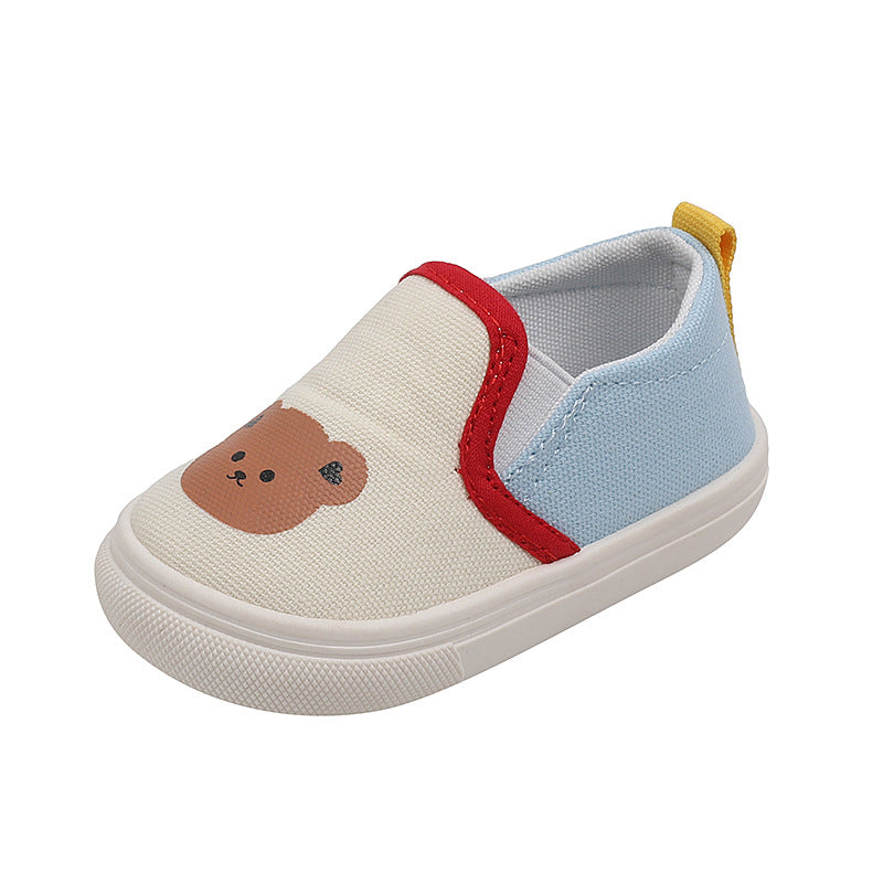 Children's canvas shoes spring and autumn new one-foot slip-on cartoon boys and girls light soft-soled shoes non-slip children's shoes