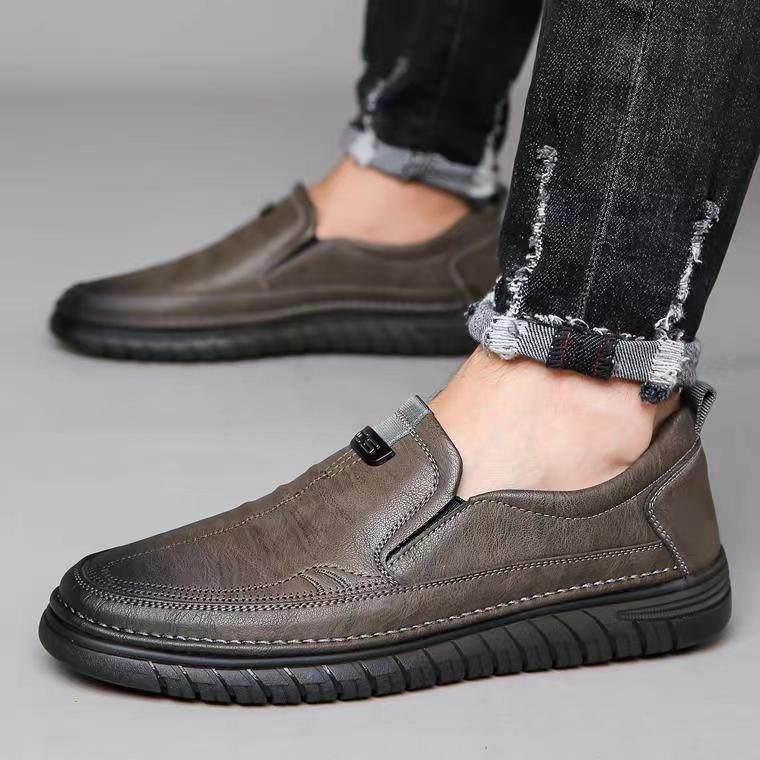 Leather shoes, new men's soft leather business casual beanie shoes, men's soft soled casual shoes, men's shoes, soft soles, anti-slip slip-on shoes