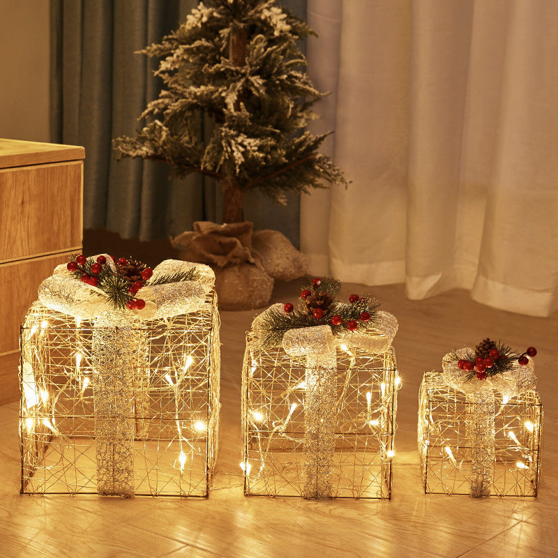 Christmas wrought iron deer cart glowing elk gift box combination christmas window vibe ornaments creative ornaments