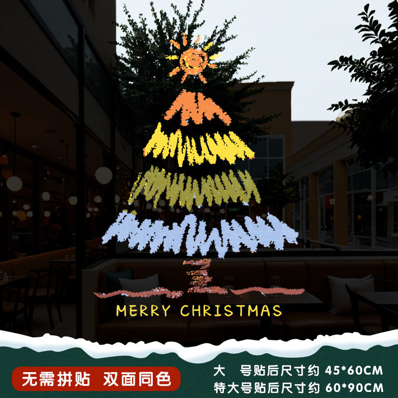 Christmas Santa Claus push door glass sticker electrostatic sticker shopping mall window scene layout decoration the whole window grille
