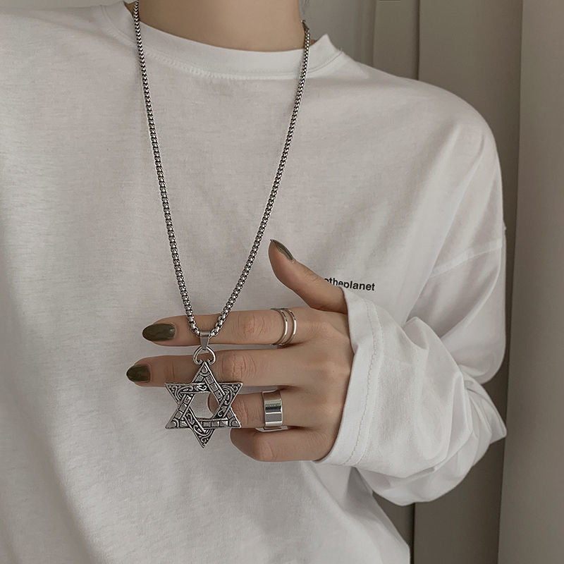 Long titanium steel necklace men's hipster versatile personality street hiphop pendant hip hop accessories sweater chain women's jewelry