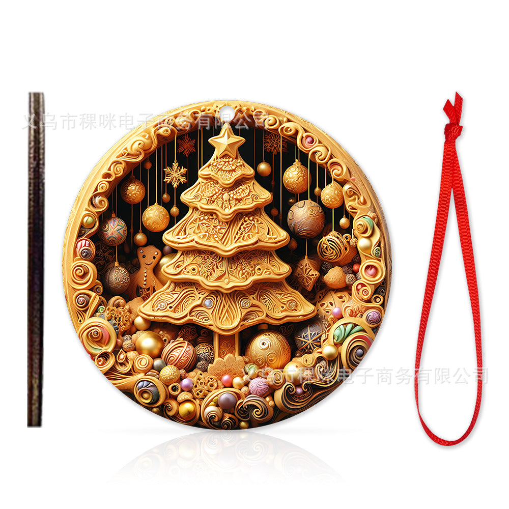 Cross border wooden pendant Christmas decoration Christmas tree hanging holiday craft wooden pendant cartoon gift