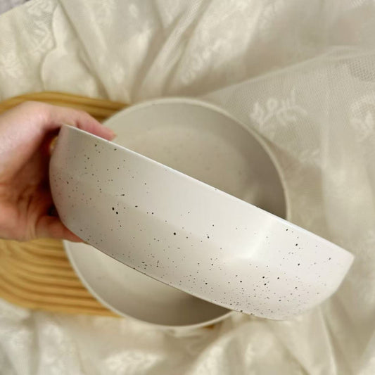 High value retro solid color matte 8 inch large soup plate wabi-sabi style Japanese simple plate salad soup dish