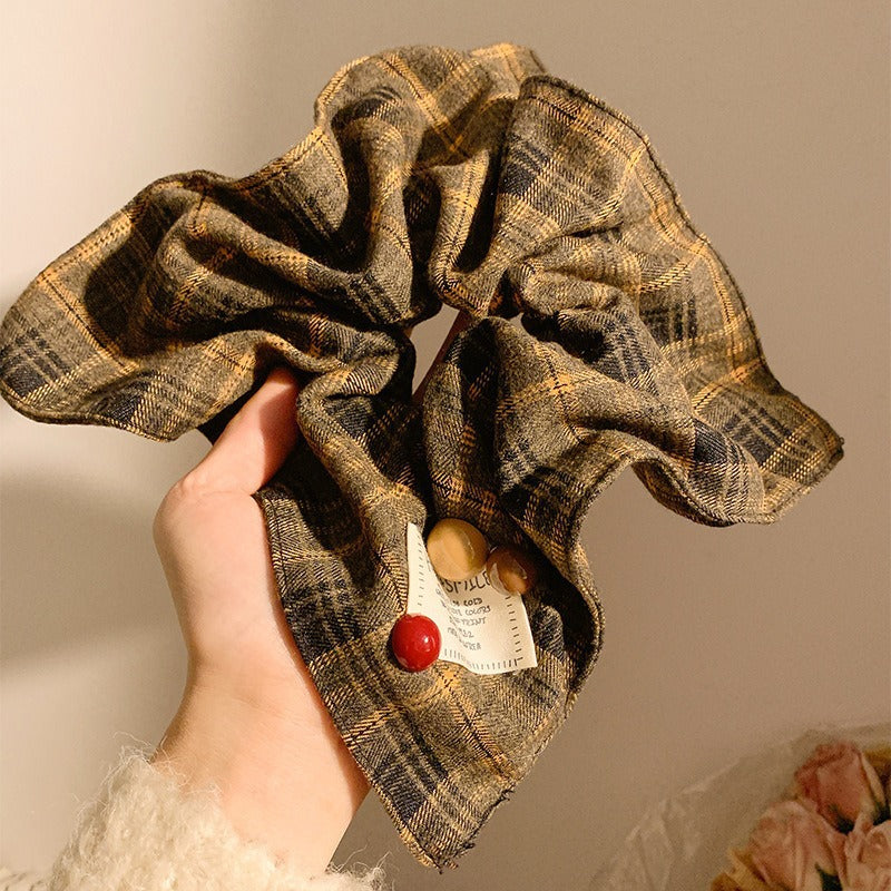 New Chinese blended style square scarf large intestine scrunchie women's large high-end square headband low ponytail hair tie hair accessory
