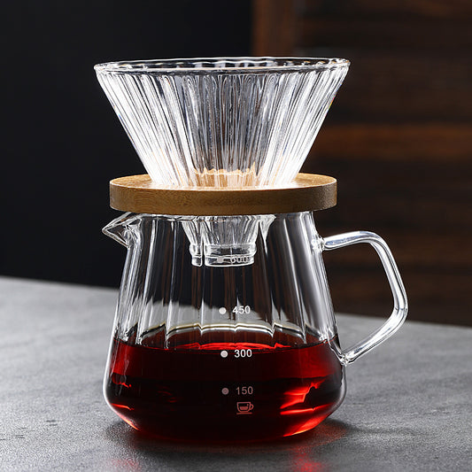 Simple coffee set, home coffee pot, pour-over pot, hand crank grinding machine, holiday gift box, striped coffee pot