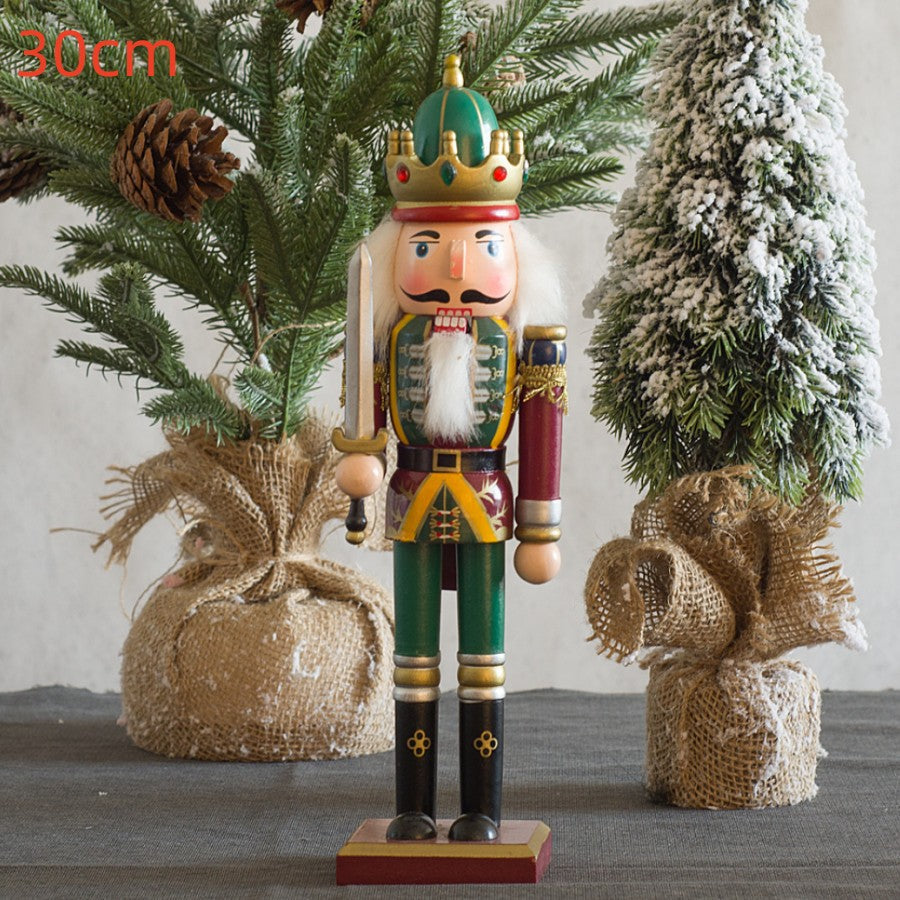 Cross-border spot new nutcracker wooden handicraft ornaments in different sizes Creative home Christmas ornaments