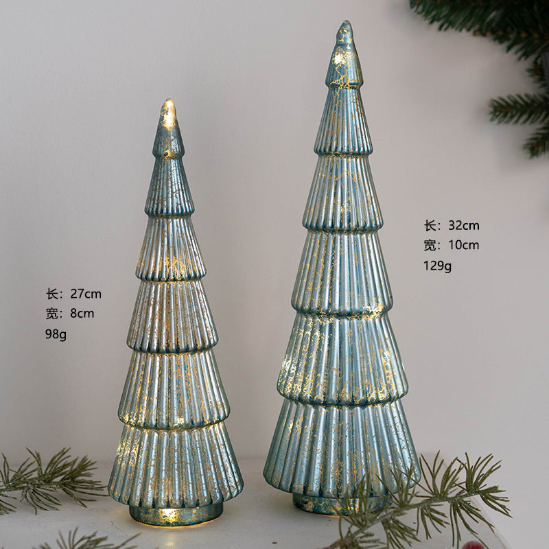glass christmas tree table top glow ins ornament decorate festive atmosphere party window christmas gifts
