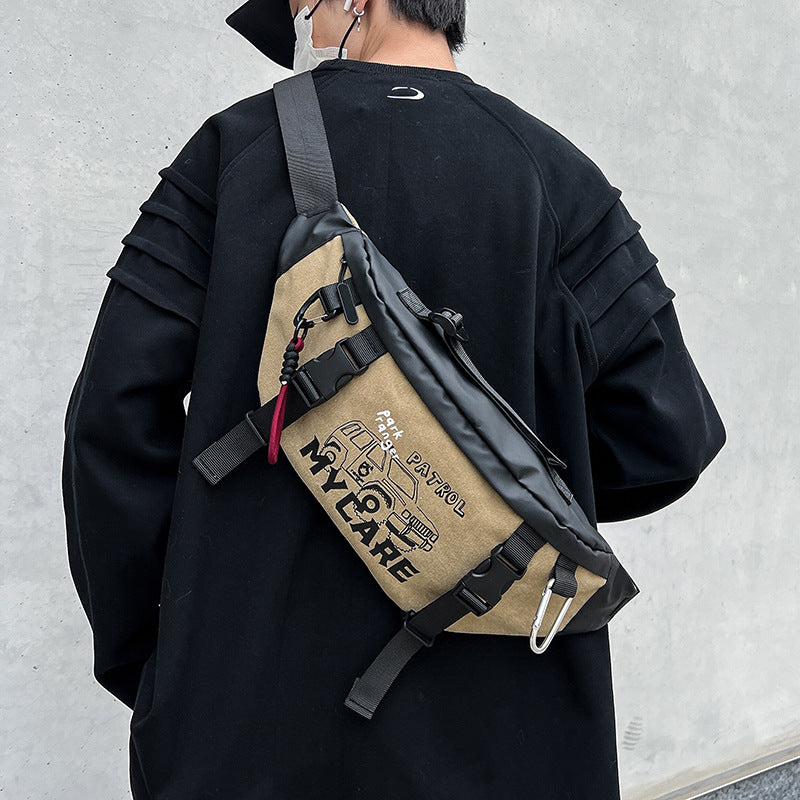 Men's Crossbody Bag, Instagram Trendy Cargo Bag, Sports Cycling Waist Bag, Men's Canvas Shoulder Bag, Student Shoulder Bag