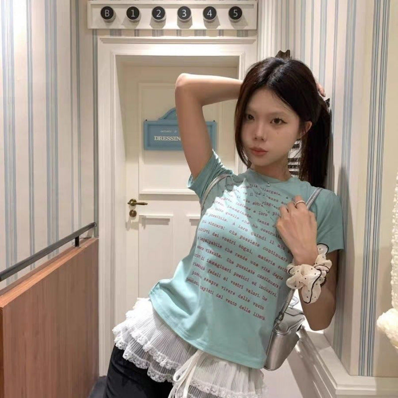 Korean lace layered cake skirt skirt, elastic waist fart curtain versatile lace