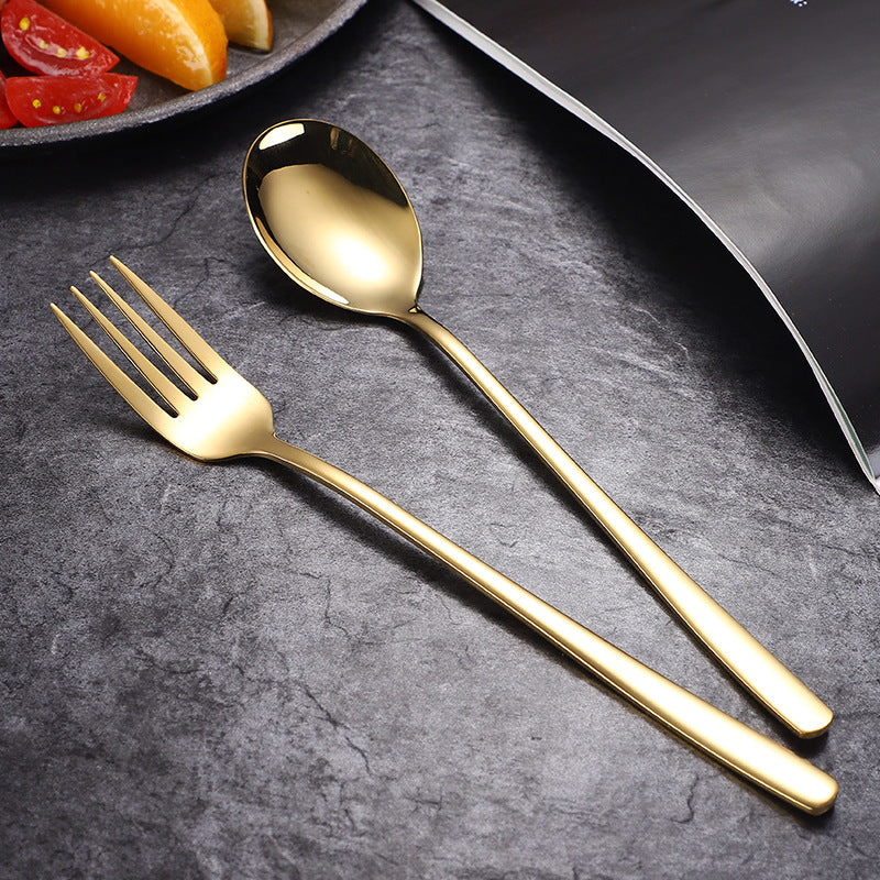 304 stainless steel Korean style long-handled spoon fork