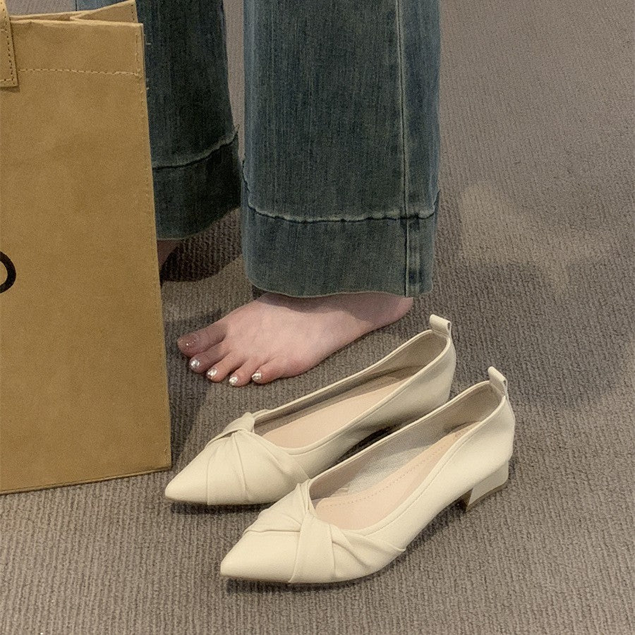 French evening style pointed toe single shoes women's shoes versatile pumps with pumps in the spring and autumn of 2024 new with skirt temperament scoop shoes