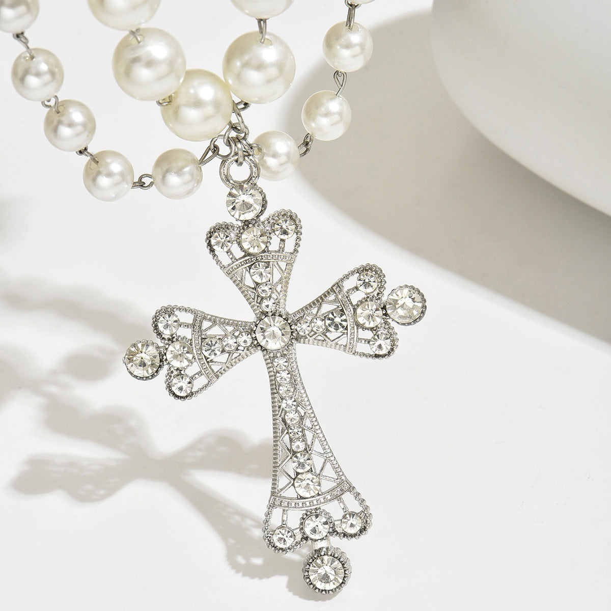 European and American cross-border jewelry fashion multi-layer punk cross necklace ins geometric alloy collarbone chain