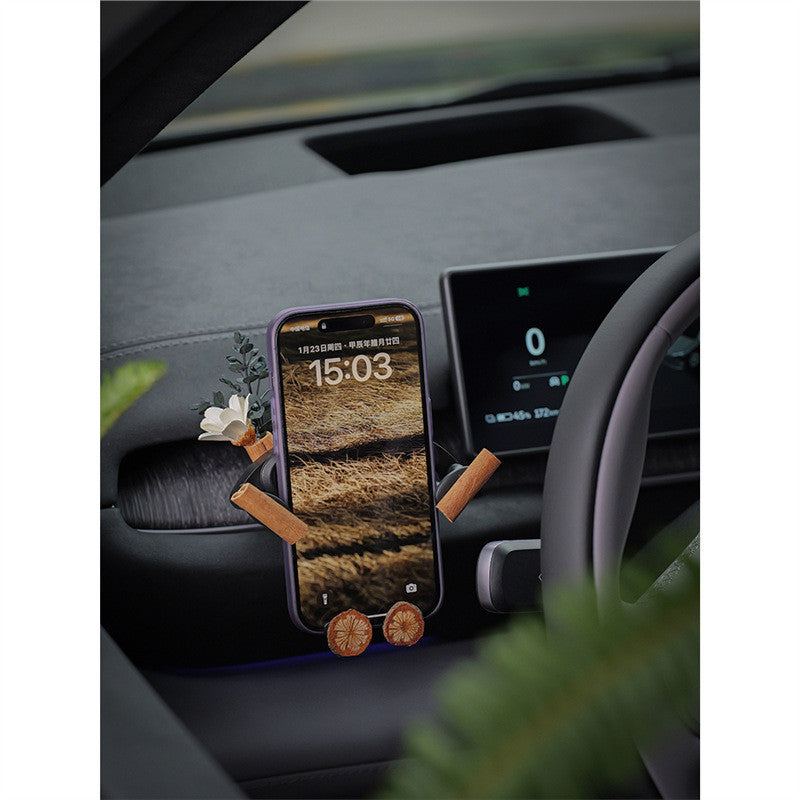 Q5T creative car dried flower car mobile phone holder holder high-end car interior decoration air outlet new car