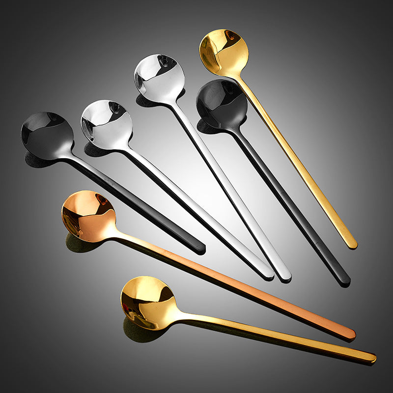 304 stainless steel coffee spoon cute ins long handle stirring spoon starba wind gift gold honey dessert small round spoon